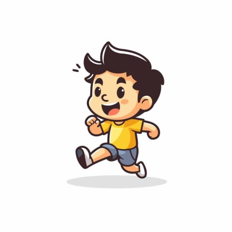 Running Boy Vector Illustration. Isolated on a white background.