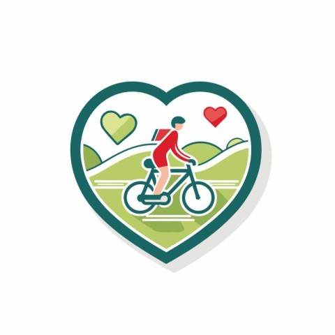 Bicycle in heart shape vector icon. Eco friendly vehicle symbol.