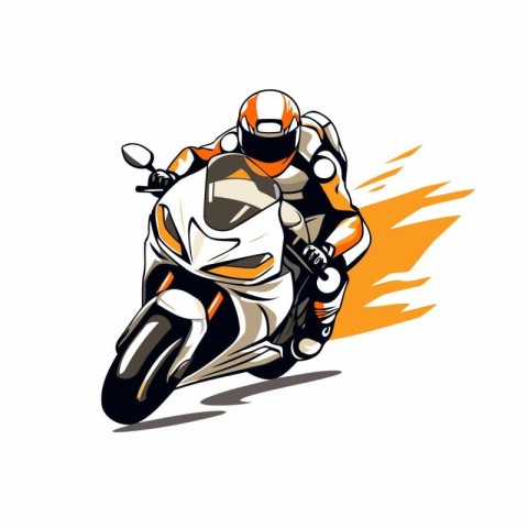 Motorcycle racer on a motorcycle. Vector illustration on white b