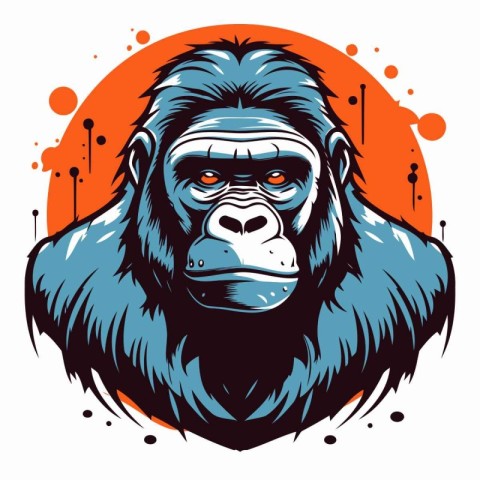 Gorilla head. Vector illustration for t-shirt print.