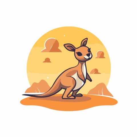 Kangaroo icon. Vector illustration of a kangaroo standing on the