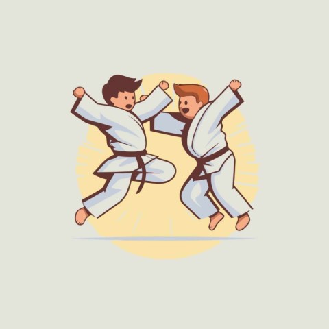 Martial arts. Vector illustration of two karate fighters fightin