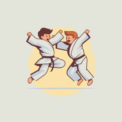 Martial arts. Vector illustration of two karate fighters fightin