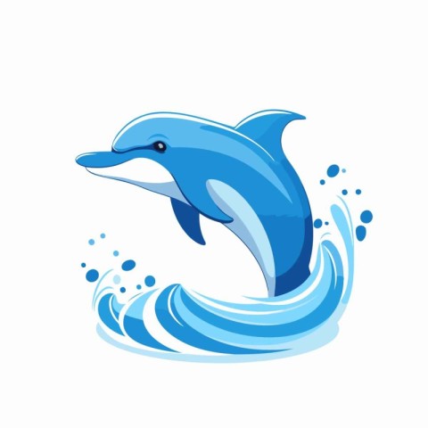 Dolphin jumping out of water vector Illustration on a white back