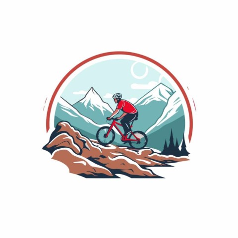 Mountain biker in the mountains. Vector illustration for your de