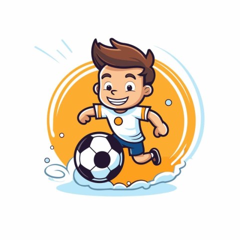 Cartoon soccer player with ball vector illustration. Cartoon soc