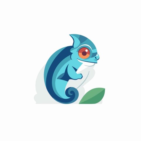 Cute chameleon isolated on a white background. Vector illustrati