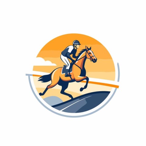 Horse race round icon. Vector illustration of equestrian sport l