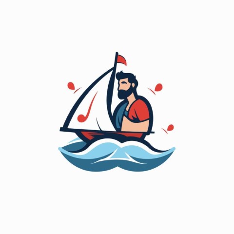 Sailing Boat Logo Design Template. Vector illustration of a sail