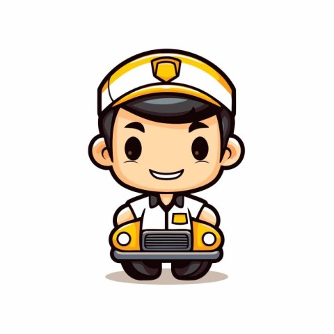 Sailor Car Driver - Cute Cartoon Mascot Character