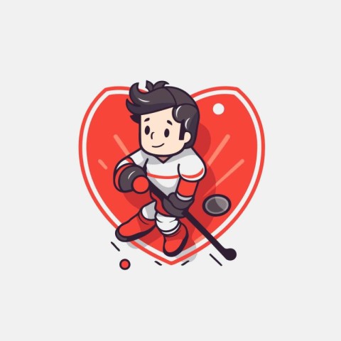 Man playing hockey. Vector illustration in a flat style. Design