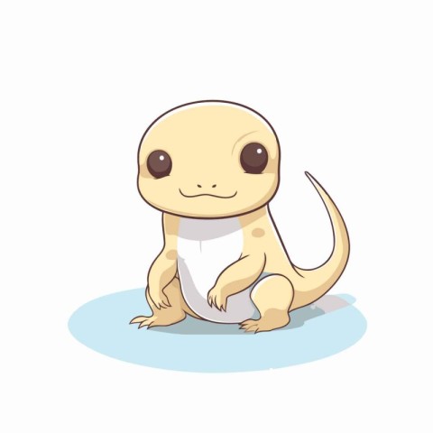 Cute baby lizard on a white background. Cartoon vector illustrat