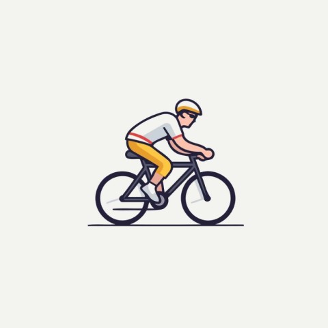 Cyclist riding a bike. Vector illustration in flat style.