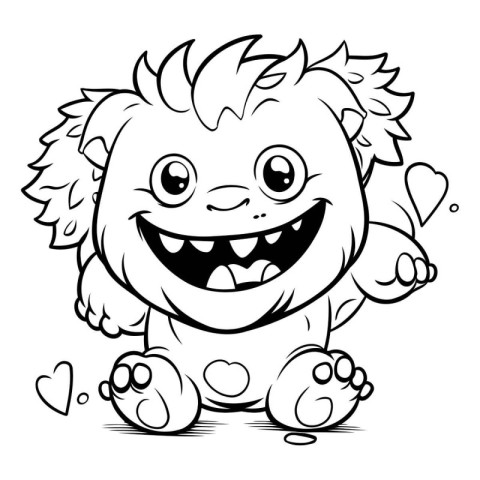 Black and White Cartoon Illustration of Cute Lion Comic Animal C