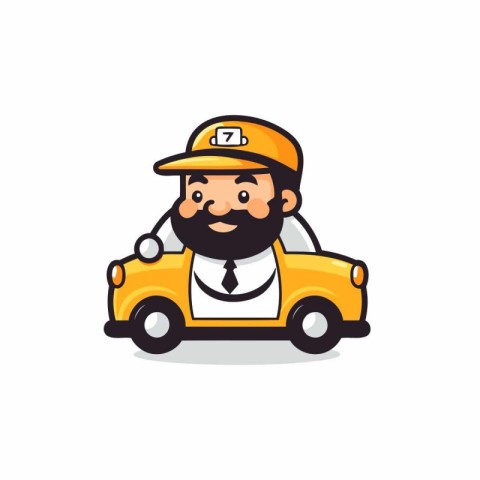 Taxi Driver Cartoon Mascot Character Flat Design Vector Illustra