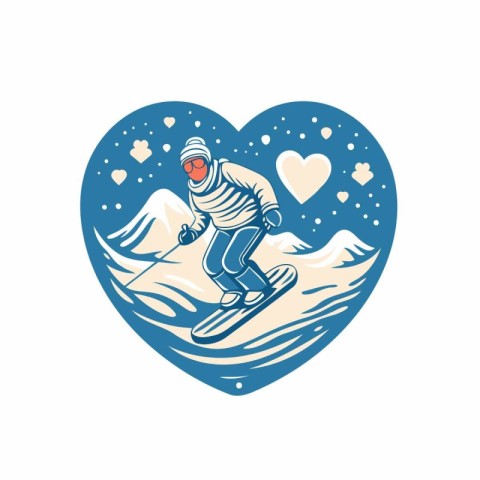 Snowboarder in the form of a heart. Vector illustration.