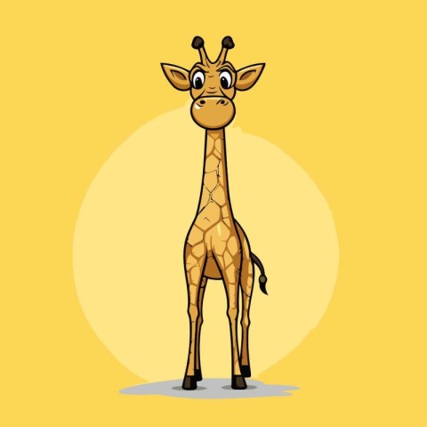 Cute giraffe on a yellow background. Vector illustration of a ca