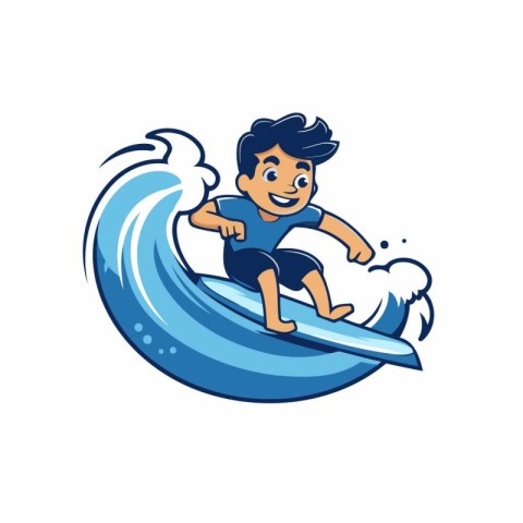 Surfer vector illustration. Cartoon character of a man surfing o