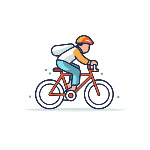 Cyclist riding a bike. Vector illustration. Flat design.