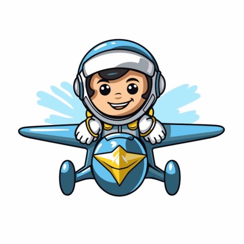 Cartoon aviator boy with an envelope in his hand. Vector illustr