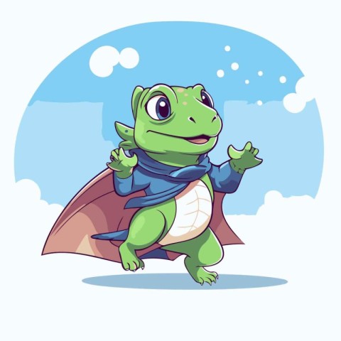 Cute cartoon crocodile. Vector illustration of a funny frog.