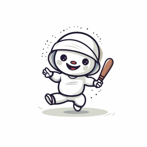 Cricket player running with bat and ball. Vector illustration.