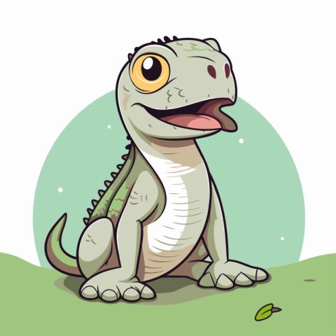 Cute dinosaur cartoon. Vector illustration of a funny reptile.