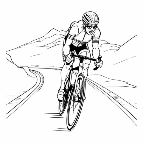 Cyclist on the road. Vector illustration ready for vinyl cutting