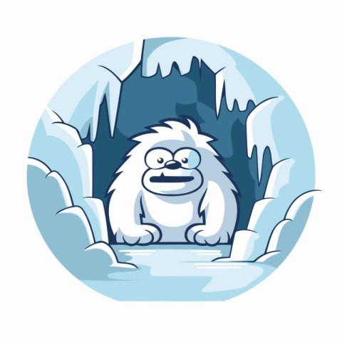 Gorilla in the winter forest. Vector illustration of a cartoon c