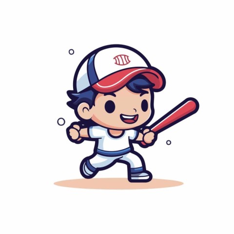 Baseball Player Cartoon Mascot Character Design Vector Illustrat