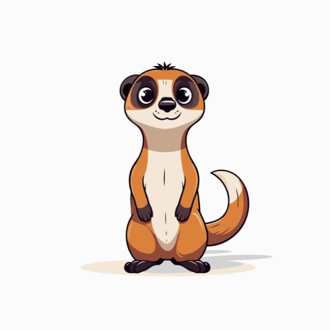 Cute cartoon meerkat. Vector illustration on white background.