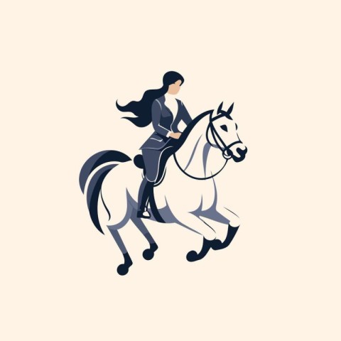 Vector illustration of a girl riding a horse. Equestrian sport.