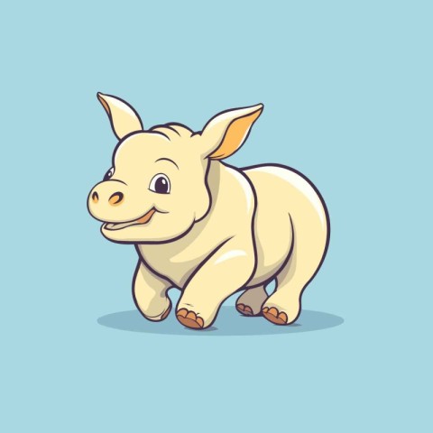 Illustration of a Cute Pig Cartoon Character in Flat Design Styl