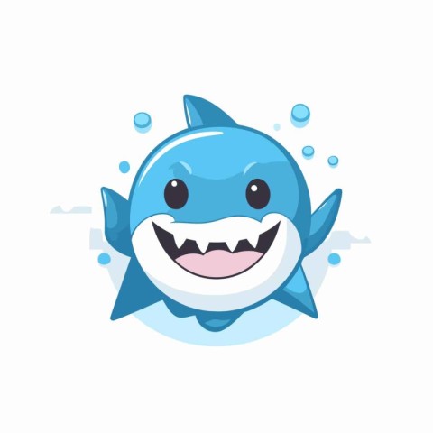 Cute cartoon shark isolated on a white background. Vector illust