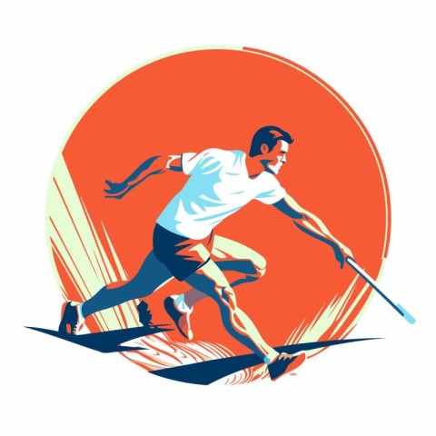 Gymnast. athlete running on ice. vector illustration.