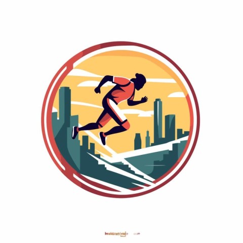 Running man. Vector illustration of a male athlete running in th