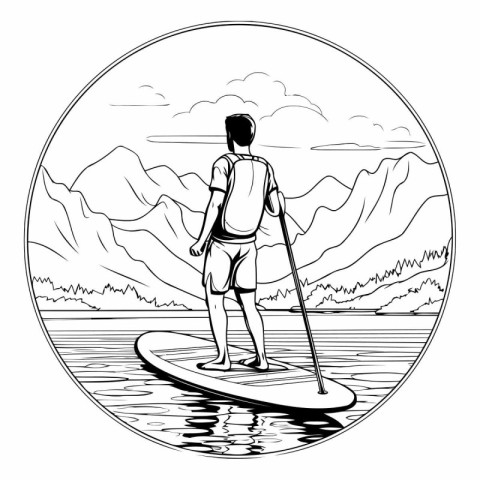 Stand up paddle board. Stand up paddleboarding. Vector illustrat