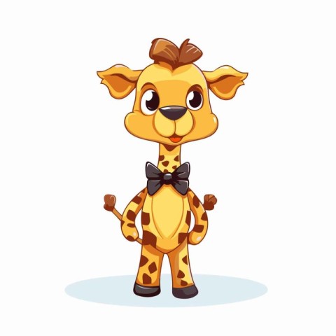 Cute cartoon giraffe character. Vector illustration isolated on