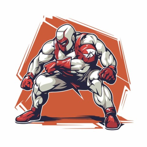 Karate fighter with boxing gloves. Vector illustration of martia