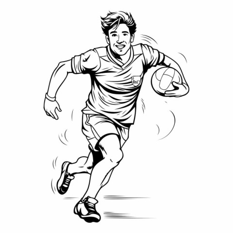 Soccer player with ball. Vector illustration ready for vinyl cut