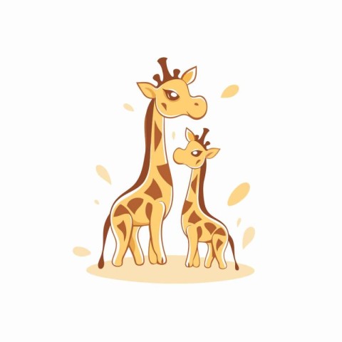 Giraffe family. Mother. father and baby. Vector illustration