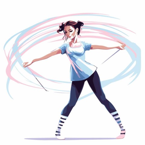 Beautiful girl dancing hip-hop. Vector illustration in cartoon s