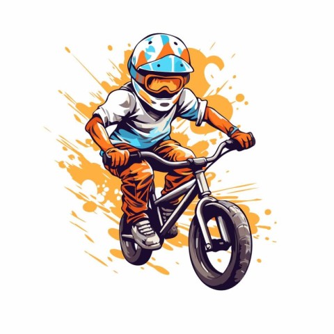 Bmx rider in helmet and helmet. Extreme sport vector illustratio