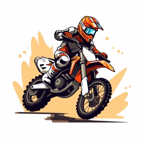 Motocross rider on a motorcycle. Vector illustration. Side view.