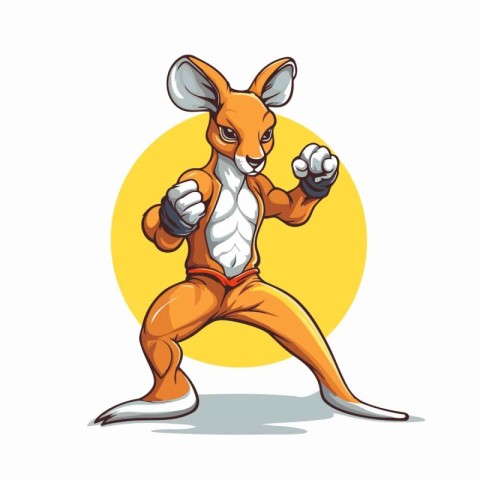 Funny kangaroo vector illustration. Cartoon kangaroo character.