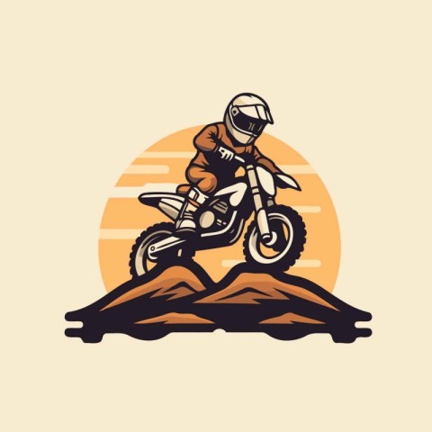 Motocross rider on the track. Vector illustration of a motorcycl