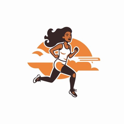 Running woman. Sportswoman. Vector illustration on a white backg