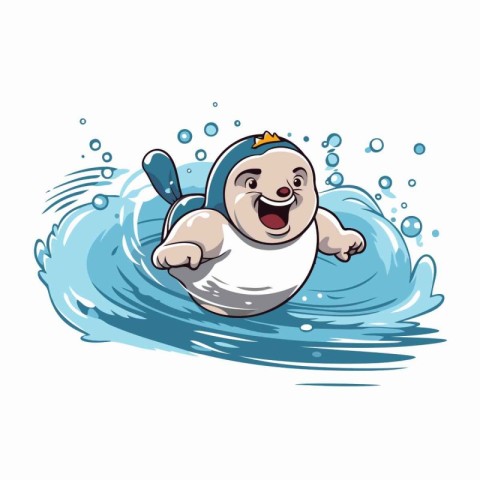 cute baby swimming in the water. vector illustration. eps