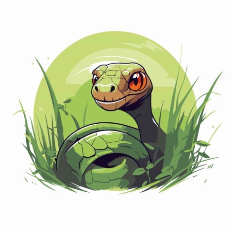 snake in the grass. vector illustration of a cartoon character.