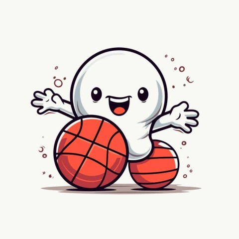 Cute Snowball Cartoon Mascot Character with Basket Ball